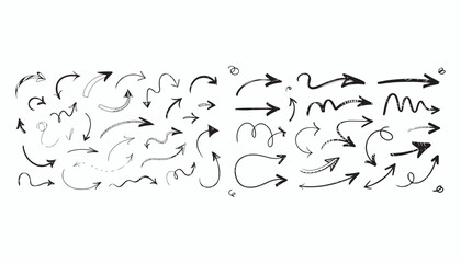 collection of various hand-drawn arrows in different styles and directions.