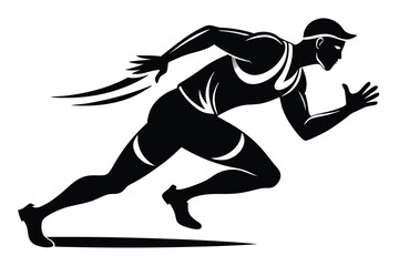 Silhouette of a Runner in Motion with Cap 