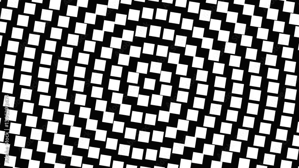 Aufkleber fast rotating geometrical black and white round circular square pattern background - seamless loop a