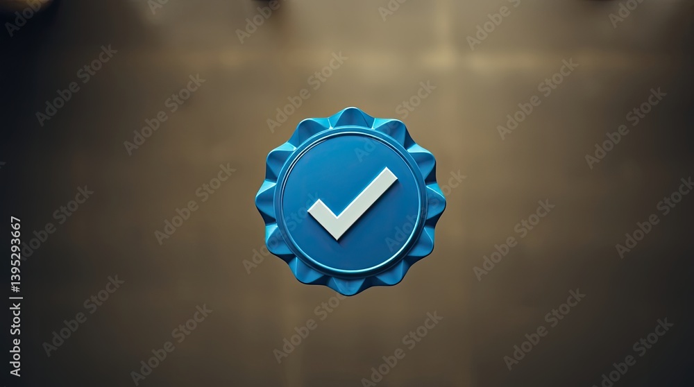Aufkleber a three dimensional blue verification badge symbol floating in space