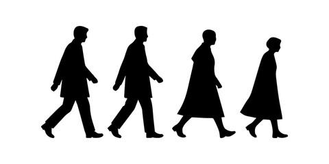 vector illustration silhouette of people walking