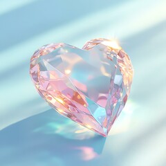 Fototapeta premium A stunning, heart-shaped crystal that reflects light beautifully. Perfect for adding a touch of elegance and romance to any setting.