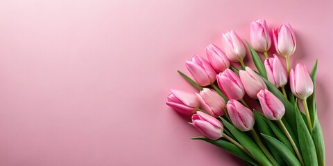 Obraz premium Lovely Pink Tulips on a Soft Pink Background A Springtime Floral Arrangement