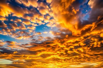 Obraz premium Sunset sky texture with radiant orange and gold glowing clouds