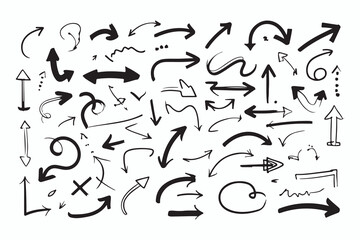 collection of various hand-drawn arrows in different styles and directions.