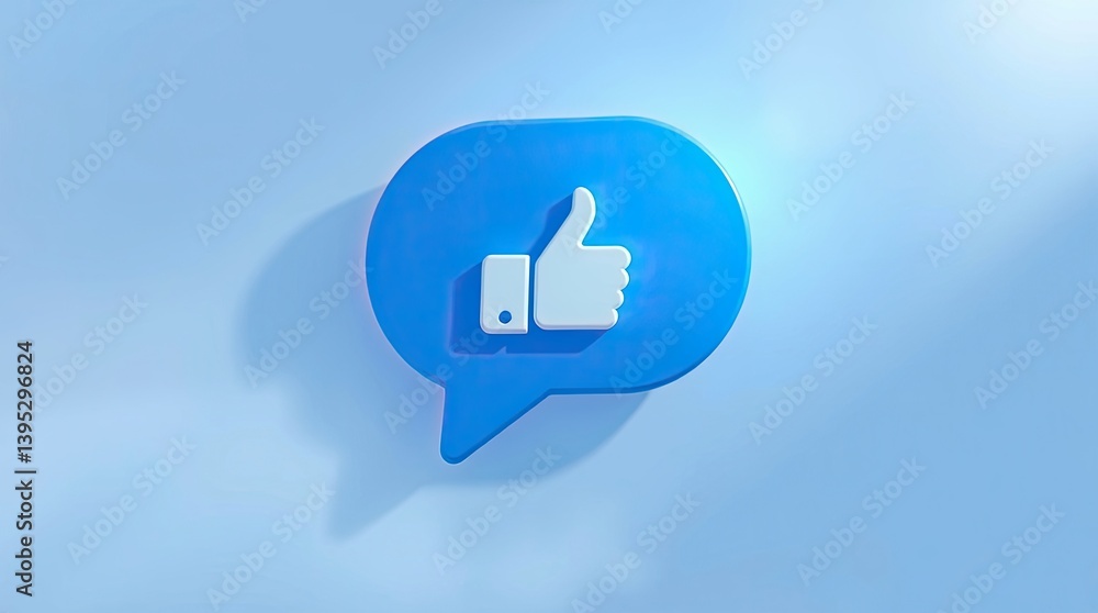 Poster a three dimensional like symbol displayed on a blue background