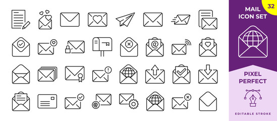 Envelope Inbox Email Message Icon Set for UI UX App or Social Media