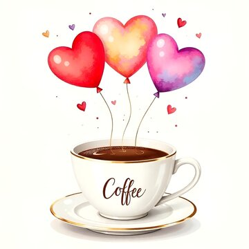 Coffee with balloom illustration 
