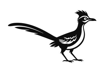 Fototapeta premium Roadrunner Bird Silhouette Vector, Desert Wildlife Illustration, Isolated on White
