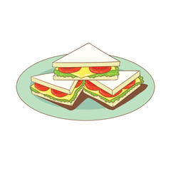 hand drawn sandwich food
