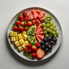 Healthy Assorted Fruit Platter with Grapes and Strawberries