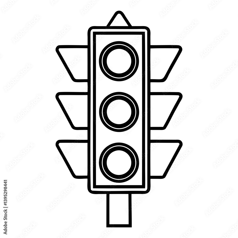 Poster traffic light icon vector line art isolated on transparent background