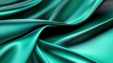 Obraz premium Elegant turquoise fabric close-up textile photography soft drapery indoor studio detailed texture