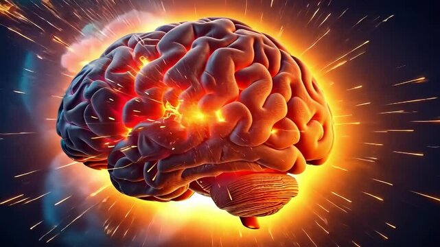 Creativity concept with a brain exploding in colors. Mind blown concept