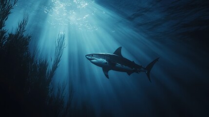 Fototapeta premium majestic great white shark underwater