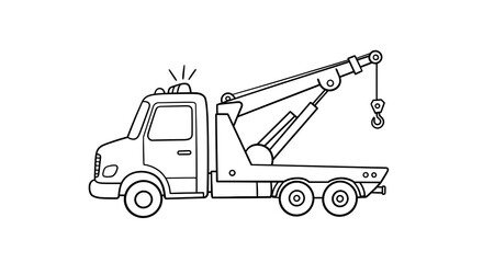 Naklejka premium Cartoon Tow Truck Outline Illustration