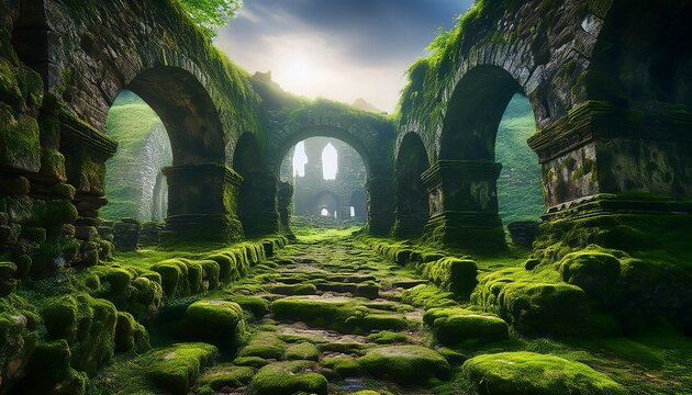 The moss-covered stones invite exploration and wonder.  