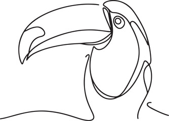 Elegant Toucan Bird Line Drawing in Vector Style