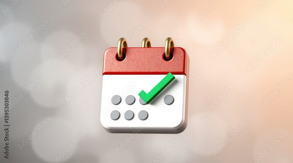 Poster a stylized calendar with a check mark displayed clearly