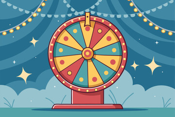 Obraz premium Design a vibrant vector illustration of a spinning discount wheel with bold, impactful strokes. Emphasize dynamic motion and a strong visual impact.