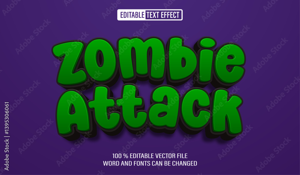 Poster editable 3d text style effect - zombie attact text effect template