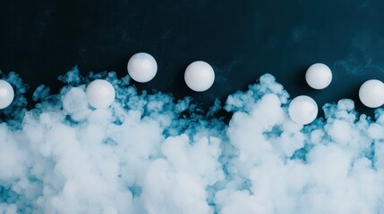 Creative food concept. Futuristic molecular gastronomy dish with floating orbs