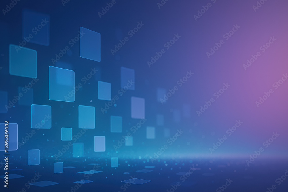 Poster an ethereal ambient scene features translucent floating rectangles that softly glow and drift serene