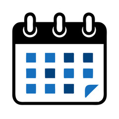 Calendar icon with blue squares in minimalist style  