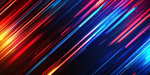 Futuristic geometric stripes neon blue and red modern tech background