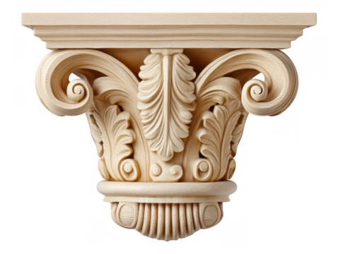 Traditional Wooden Corbels Architectural Elements in Interior Design on Transparent Background