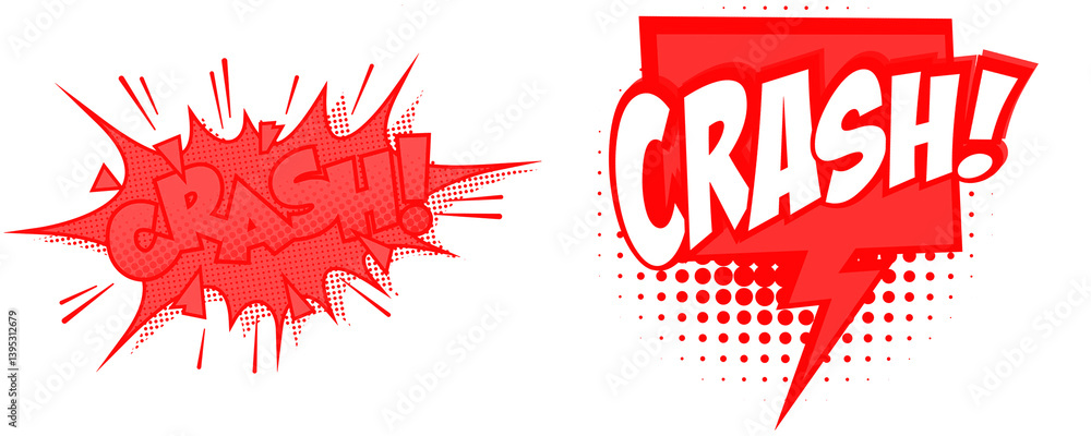 Fototapete crash! comic speech bubble graphic - bold pop art style with dynamic burst design - isolated on tran
