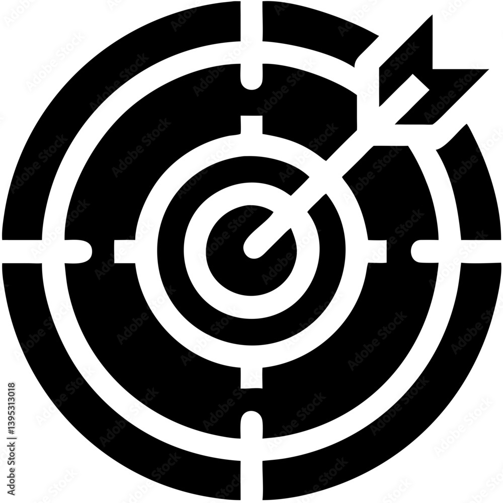 Poster target with arrow icon representing precision and focus