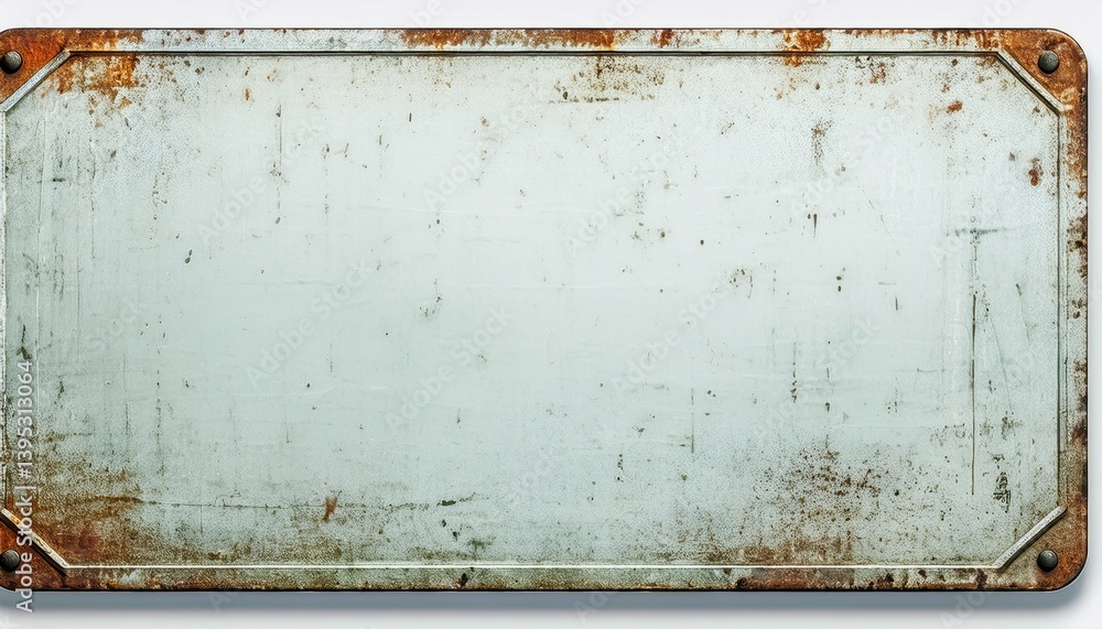 Poster vintage rusty metal sign plate with corroded corners and distressed texture ideal for retro label de