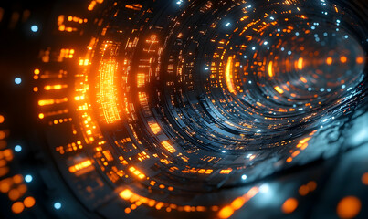 Futuristic glowing tunnel technology