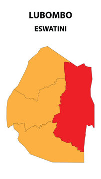 Lubombo Map is highlighted on the Eswatini with detailed state and region outlines.