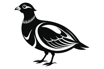 Stylized Quail Silhouette with Distinct Feather Markings and Elegant Black Shape