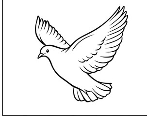 Obraz premium Flying Dove Silhouette with Black Outline on White Background Design