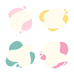 Organic abstract random blob colorful shapes fluid frame set, Irregular round liquid vector element, Backgrounds, Highlights, Unique frame, Doodle design