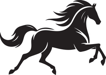 Black horse silhouette vector illustration showing a running stallion with flowing mane and tail