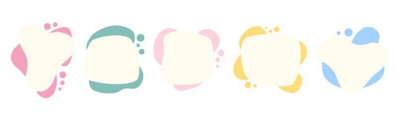 Organic abstract random blob colorful shapes fluid frames, Irregular round liquid vector element, Backgrounds, Highlights, Unique frame, Doodle design