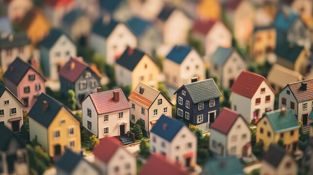 Scene of a housing crisis, with people searching for homes in a crowded market.