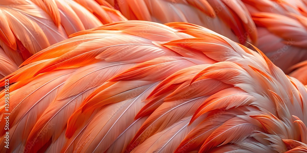 Poster beautiful close-up view of pink flamingo feathers showcasing vibrant colors and intricate patterns d