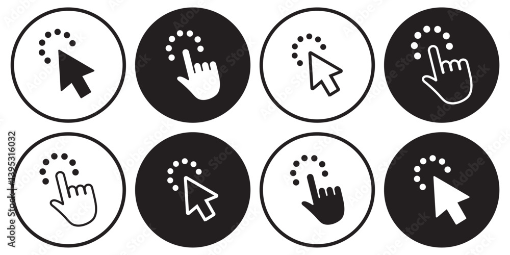 Aufkleber hand click icon set. hand cursor icon vectors. pointer icon vector. arrow click icon set.
