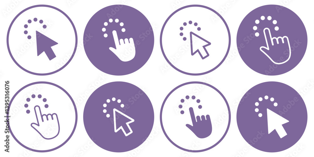Aufkleber hand click icon set. hand cursor icon vectors. pointer icon vector. arrow click icon set.