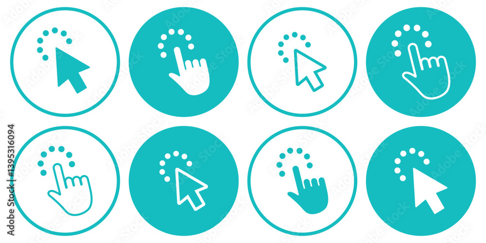Aufkleber hand click icon set. hand cursor icon vectors. pointer icon vector. arrow click icon set.