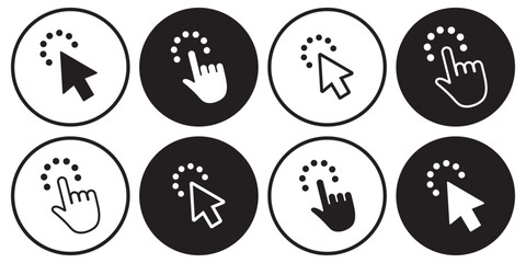 Hand click icon set. hand cursor icon vectors. pointer icon vector. arrow click icon set.