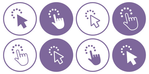 Hand click icon set. hand cursor icon vectors. pointer icon vector. arrow click icon set.