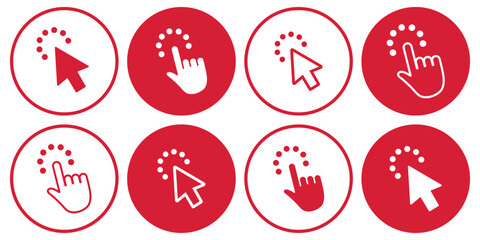 Hand click icon set. hand cursor icon vectors. pointer icon vector. arrow click icon set.