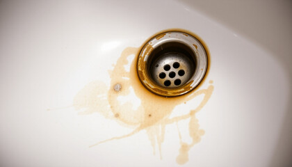 Close-up of a dirty sink drain