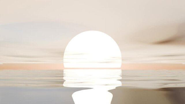 Wave sea beach and sunset sky abstract background. Nature and summer concept. 3d 4K render